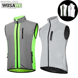 Cycling Jackets WOSAWE Summer Cycling Sports Full Reflective Vest Sleeveless Jacket Running Windproof Rainproof Gilet Breathable Bicycle Vest24329