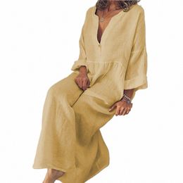 women Cott Linen Maxi Dr Ladies Casual Lg Kaftan Loose Sundr Plus Size Ourdoor Indoor Fi Clothing For 2024 T7cF#