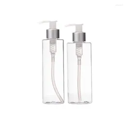 Storage Bottles 20Pcs Shampoo Lotion Bottle Matte Silver Pump Cosmetic Refillable Empty Clear Plastic 100ml 120ml 150ml 200ml 250ml