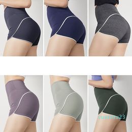 LL Women's Yoga Summer New Leisure Sports Shorts lu Women's Running Fitness gym Yoga Slim Fit Elastic Anti Walking Light Speed Dry Pants