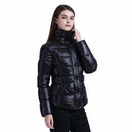 santelon Women Winter Short Parkas Slim Design Puffer Jackets With Belt Windproof Waterproof Warm Coats Thick Casual Outerwear p4IE#
