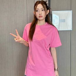 Top Designer High Quality Cotton Embroidered Small Round Neck Women's Casual T-shirt 2024 Spring/Summer Top