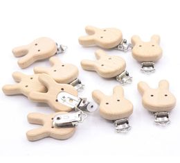 Pacifier wooden heartshaped clip baby teether rabbit environmental protection crafts dummy antidrop button chain9570749