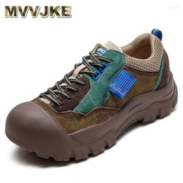 Casual Shoes Autumn Winter 2024 Mixed Colours Sneakers Genuine Leather Round Toe Thick Soled Comfortable Women