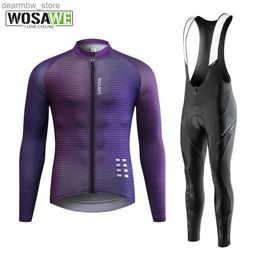 Cycling Jackets WOSAWE Mens Cycling Jersey Set MTB SportsWear Bicycle Clothing Long Sleeve Sweatshirt Mountain Bike Gel Padded Bib Pants Tights24329