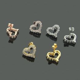 Designer hollow heart-shaped earrings female diamond necklace couple chain pendant luxury jewelry gift girlfriend accessories whol2683