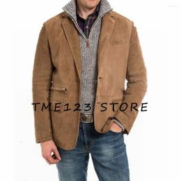 Men's Suits Spring And Summer Suede Jacket Business Casual Single Breasted Quality In & Blazers Man Vest Steampunk