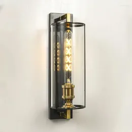 Wall Lamps Cylindrical Glass Lamp Bedroom Bedside Corridor Staircase Living Room Background Black Simple LD66SD