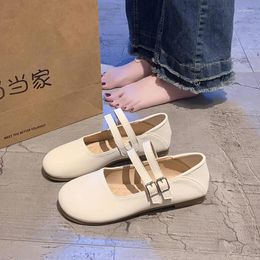 Casual Shoes 2024 Fashion Round Toe Flat With Women's Double Buckle Shallow Mouth Outdoor Comfortable Cute Women