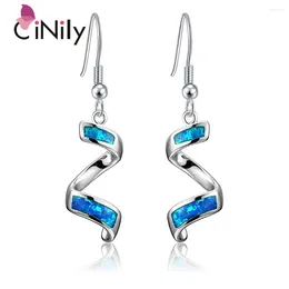 Dangle Earrings CiNily Created Pink Orange White Blue Fire Opal Silver Plated Wholesale For Women Jewelry Drop 1 7/8" OH3120-23