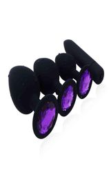 Sex Shop Purple Crystal Jewellery Butt Plug Massager Silicone Dildo Vibrator Anal Plug Women Gay Sex Toy 10 Speeds Vibrator2873175