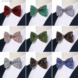 Bow Ties Unique Green Shinny Rhinestone Diamond Tip Bow Ties for Man Business Pre-Tied Sequin Bowties with Adjustable Length - Huge Gift Y240329