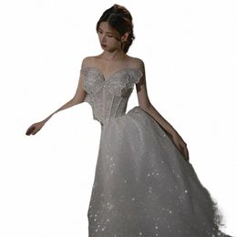 Perle Farfalla Sweetheart Neck Lace Up Back Super Shiny Ball Gown Wedding Dr Con 150 centimetri Cappella Treno Abiti Da Sposa a5r5 #