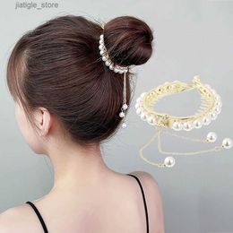 Hair Clips Women Elegant Luxury Pearl Tassel Ponytail Hair Claws Hair Clips Barrettes Hairpin Headband Fashion Hair Accessories Y240329