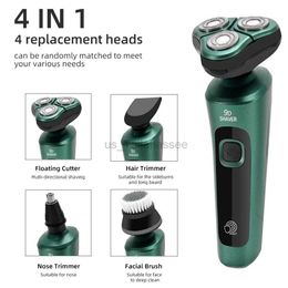 Electric Shavers 9D Intelligent Electric Shaver LCD Digital Display Three-head Floating Razor USB Rechargeable Washing Multi-function Beard Knife 240329