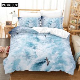 Bedding Sets 3PCS Waves Home Bedclothes Super King Cover Pillowcase Comforter Textiles Set Size