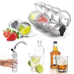 Baking Moulds 10Pcs 4 Cavity Ice Square Maker Flexible Silicone Whiskey Cocktail DIY Round Ball Grid Party For Bar Kitchen