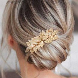 Hair Clips Wedding Hair Accessories Leaf Hair Clips for Women Fashion Crystal Bride Headdress Hairpin Crystal Hair Combs Girls Jewellery Gift Y240329