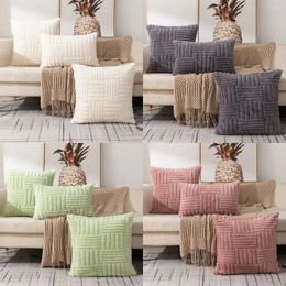 Pillow Solid Color Plush Decorative Throw Covers Fuzzy Striped Soft Pillowcase Case For Sofa Living Room