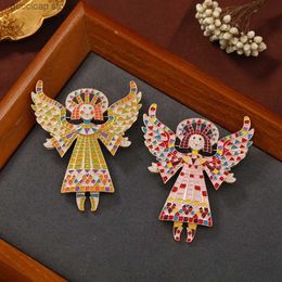 Pins Brooches Dmari Women Brooch Vintage Enamel Angel Lapel Pins Gift For Girls Party School Accessories For Clothing Luxury Jewelry Y240329