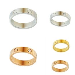 Couple Unisex Designer Cuff Screw Steel Alloy Gold Fashion Jewelry Love Ring Stainless Luxury Classic Fade Nail Plated Silver Crystal y9yC#