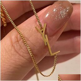 Pendant Necklaces Womens Designer Jewellery Diamond Pendants Flower Double Letter Gold-Plate Necklace Pearl Chains Choker Drop Delivery Otyiv