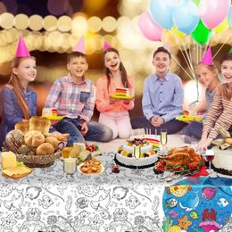 Table Cloth 1Pc Birthday Colouring Poster Eco-friendly Tablecloth Ocean Theme Paper Party Set For