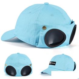 Ball Caps 4 Colors 2021 New Cute Korean Pilot Glasses Baseball Creative Cool Hat With Cotton Fashion Snapback Hip-Hop Cap Hats Drop De Dhxlw