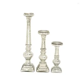 Candle Holders Glass Set Of 3 Traditional