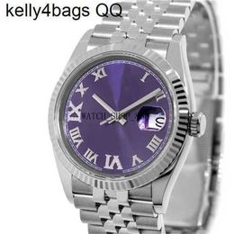 Clean Factory Automatic watch Roles Japan Brand A brandnew 36mm White Gold Steel Purple Roman Fluted Be