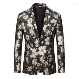 Men's Suits Fashion Boutique European And American Style Flower Printed Suit Jacket Casual Versatile Slim Fit M-6XL