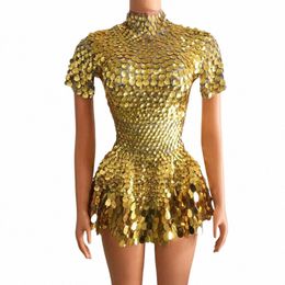 women Party Celebriate Birthday Dr Sexy Nightclub Performance Dance Costume Show Dr Stage Wear Shiny Sequins Short Dr m5hm#