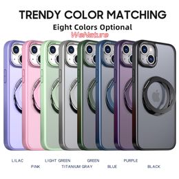 iPhone 13/iPhone 14/iPhone 15 Case 용 Wenature 스탠드, 군사 등급 보호, 내장 자기 고리 스탠드, 피부 친화적, 기어 구조가있는 Magsafe 실리콘 케이스