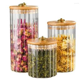 Storage Bottles Snack Coffee Bamboo Canister Lid Cookie With Bottle Candy Food Pantry Kitchen Glass Sealed Tea Jar Jars Grains