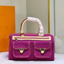 M44472 Vintage Denim-Einkaufstasche, Designer-Tasche, rosa Cowboy-Umhängetasche, Vintage-Handtaschen, Geldbörse, Reißverschluss, alte Blumen, modische Damen-Kleintasche, Luxus-Taschen