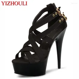 Sexy Nightclub 15 Cm Sandals Pole Dancing Heels 6 Inch Dancer Stilettos with Platform Gladiator 5