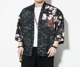 Men039s Casual Shirts Chinese Style Dragon Kimono Cardigan Men Hip Hop Streetwear Shirt Japanese Mens Summer5071730