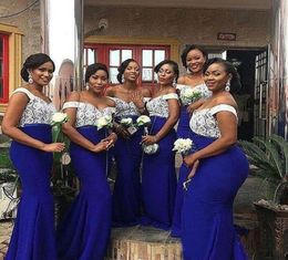 South African Lace Top Royal Blue Mermaid Bridesmaid Dresses Plus Size Evening Prom Dress Wedding Guest Gowns BD90809019838