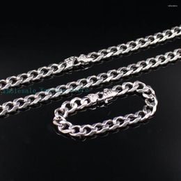 Necklace Earrings Set Handmade Retro Clasp 13mm / 15mm 316L Stainless Steel Cuban Curb Link Chain 24'' 8.66" Bracelet Jewellery