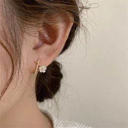 Stud Earrings Fashion Cross Crystal Flower For Women Gold Color Simple Stylish Daily Wear Temperament 2024 Jewelry