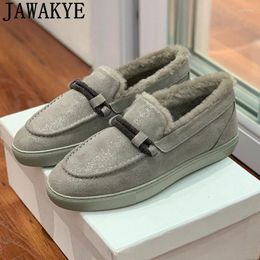 Casual Shoes Winter Warm Wool Loafers For Women Quality Natural Fur Sneakers Nude Flat Female