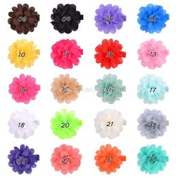 Baby Girls Hairpins Hair Clips Chiffon Flower with Grosgrain Ribbon Clip Barrette Children Kids Safety whole wrapped headwear Accessories