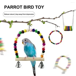 Other Bird Supplies Wood Parrot Chew Toy Cotton Rope Bite Bridge Birds Toys Training Swings Accessories Cage Tearing Cockatiels Hang Suppl