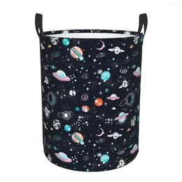 Laundry Bags Space Galaxy Spaceship Basket Collapsible Universe Planet Rocket Clothes Hamper For Baby Kids Toys Storage Bag