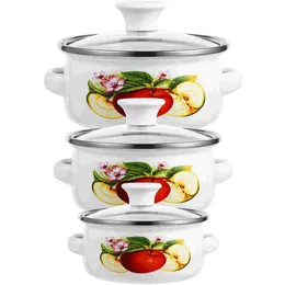 Double Boilers 3 Pcs Carafe Coffee Maker Stock Pot Three Piece Suit Pots Enamel For Stove Top Cooking