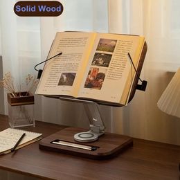 360° Rotating Lifting Black Walnut Aluminium Alloy Reading Bookshelf Notebook Stand Multifunction Adjustable Drawing Pad Holder 240329