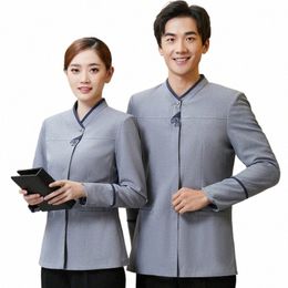 cleaning Service Uniform Lg Sleeve Autumn and Winter Clothes Female Hotel Customer Service Waiter Workwear Property Cleaning P K4NE#