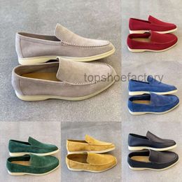 Loro Pianaa Walk Embellished LP 23s Piano Loafers Charms Shoes Couples Shoes Suede Genuine Leather Casual Slip Flats Men Luxury Designers Flat Dress Sh