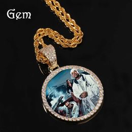 Hip Hop Personality Photo Pendant Copper Set Zircon Solid DIY Creative Photo Necklace Jewellery 4OYQ