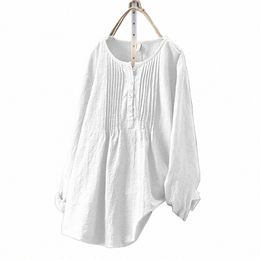 cott Linen Plus Size T-shirt Tops For Women 2023 Autumn Winter Loose Blouse Large Pullover Shirts Tees Female Clothing Y2K Top O5Al#